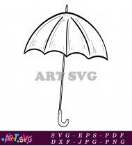 Simple Black And White Outline Umbrella Clipart SVG