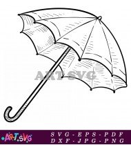 Hand Drawn Black And White Umbrella SVG