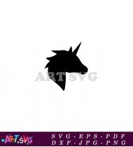 Simple Unicorn Silhouette Black And White Vector SVG