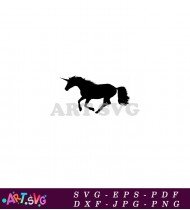 Unicorn Silhouette Vector Black And White SVG