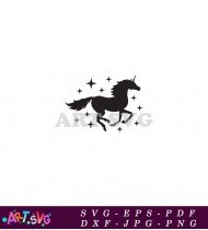 Black Unicorn Silhouette Running Isolated on White SVG 3