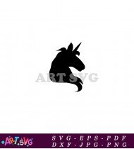 Black Unicorn Silhouette Head Isolated on White SVG 2