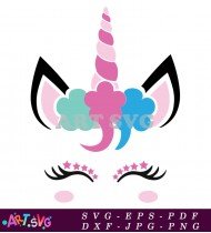 Stars Unicorn Birthday Girl Glitter Eyelashes SVG