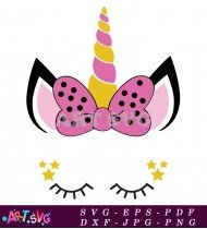 Unicorn Birthday Girl Eyes Stars Glitter SVG