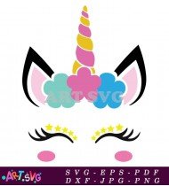 Unicorn Face With Flowers Svg SVG