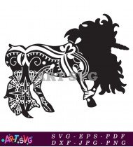 Unicorn With Floral Design Pattern SVG