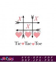 Tic Tac Toe Valentine's Day Game Design SVG 1