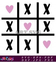 XOXO Tic Tac Toe Design with Hearts SVG 2