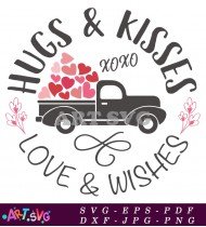 Hugs and Kisses Valentine's Day Truck Design SVG