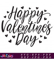 Happy Valentines Day Lettering Typography Heart SVG