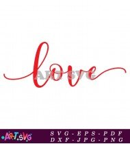 Love Script Heart Red Valentine's Day SVG