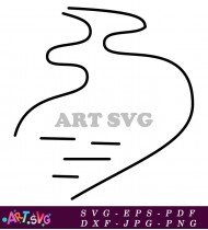 Line Drawing Mountain River Landscape Design SVG 4