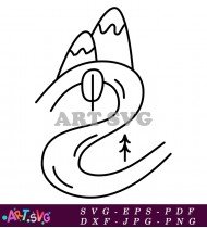 Line Drawing Mountain River Landscape Design SVG 6