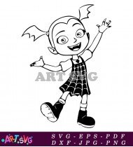 Vampirina Cartoon Character with Plaid Dress SVG