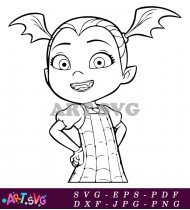 Cartoon Vampire Girl Coloring Pages Printable For Kids SVG