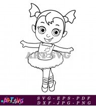 Adorable Cartoon Little Girl With Bow And Dress SVG