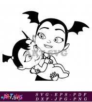 Vampire Girl In Purple With Guitar And Bat Wings SVG