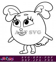 Round Cartoon Ghost Character Coloring Page SVG