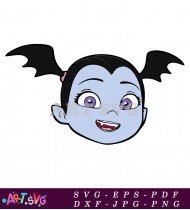 Cartoon Vampire Girl With Purple Eyes SVG