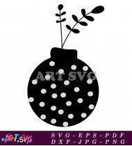 White Polka Dot Vase With Green Leaves SVG