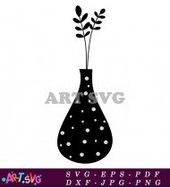 Polka Dot Vase Design With Green Leaves SVG