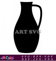 Elegant Black Silhouette Vase With Handles SVG