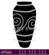 Black And White Swirling Patterned Vase SVG