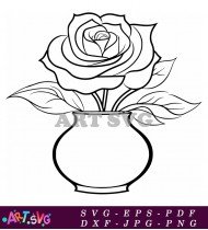 Elegant Rose And Vase Vector Graphic SVG