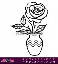 Black And White Rose Vase Clip Art Design SVG