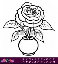 Classic Single Rose Black And White Drawing SVG