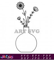 Simple Vase With Floral Vector Design SVG