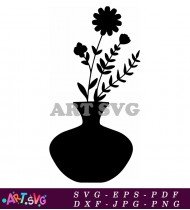 Flower In Vase Black And White Illustration SVG