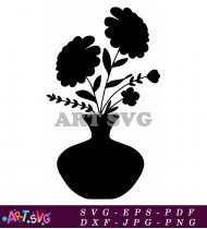 Black And White Simple Flower Bouquet Illustration SVG