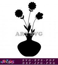 Simple Black And White Vase With Flower SVG 1