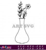 Simple Black And White Illustration Of A Flower Pot SVG 2