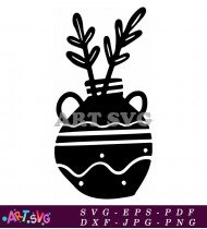 Black And White Vase With Patterned Design SVG