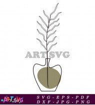 Simple Black And White Twig Illustration In Pot SVG