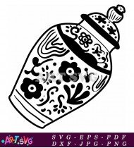 Decorative Vase With Flower Pattern Design SVG