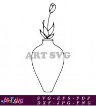 Flower Vase Clip Art Black And White Illustration SVG