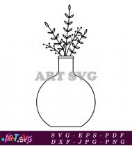 Flower Vase Clipart Simple Black And White SVG