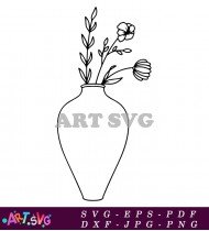 Simple Flower Vase Clipart Black And White SVG 1