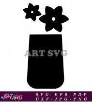 Black And White Flower Vase Silhouette SVG 3