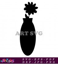 Simple Flower In Black And White Vase SVG