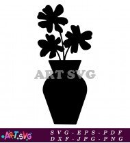 Minimalist Black And White Floral Art SVG