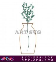 Simple Line Art Flower Vase Illustration SVG