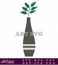 Black and White Vase Design with Flower SVG