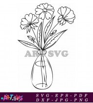 Simple Flower Vase Illustration with Stems SVG