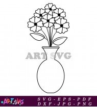 Outline Flower Bouquet in Simple Black and White SVG