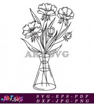 Simple Line Art Illustration Of A Bouquet SVG