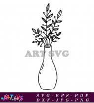 Silhouette Flower Vase Design Illustration SVG